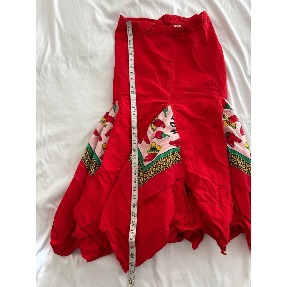 Circle T Skirt 13/14 Red Handkerchief Kitsch Rockabilly Folk Chili Peppers Dance - Picture 15 of 16